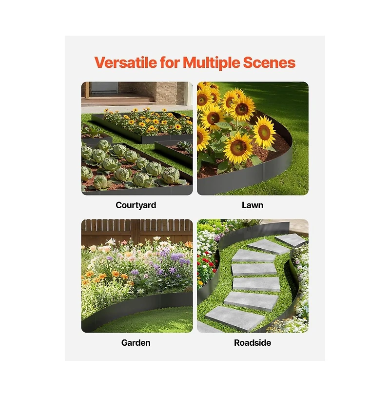 Sugift Steel Landscape Edging 4 Pack 40 x 12 in Rust Resistant Metal
