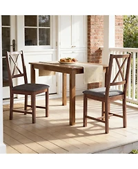 Clihome Farmhouse Dining Chairs Set of 2, Kitchen Chairs with X-Back, Upholstered Seat for Dining Room