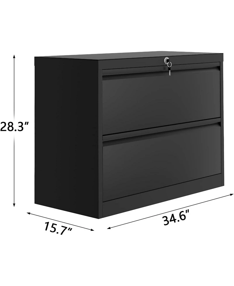 Gaomon 2-Drawer Lateral File Cabinet with Lock, Heavy-Duty Steel Office Storage for Letter/Legal/A4 Files, Black Home Office File Organizer