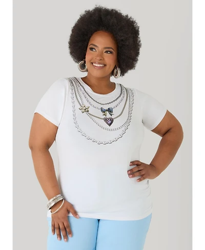 Ashley Stewart Women's Necklace Graphic Tee