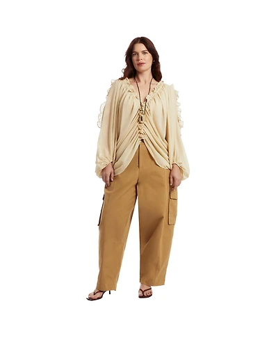 June & Vie Women's Barrel Leg Cargo Pant