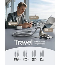 Lisen 2-in-1 Car Charger Bundle, 69W Retractable Car Charger with 240W 4-in-1 Charging Cable, Fast Charging Kit for iPhone Android Laptop