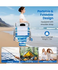 Gouun Set of 2 Folding Beach Chairs with 5-Position Reclining Backrest