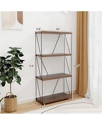 Gouun 4-Tier Freestanding Bookshelf with Metal Frame and Mdf Shelves