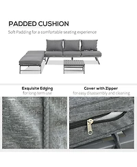 Outsunny 3-Piece Patio Couch Furniture Set with 2 Convertible Sofas,
