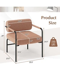 Slickblue Velvet Accent Chair with Cylindrical Backrest and Metal Armrests