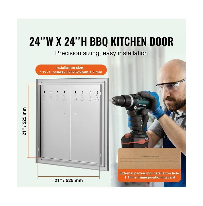 Sugift Bbq Access Door 24W x 24H in Double Outdoor Kitchen Stainless Steel