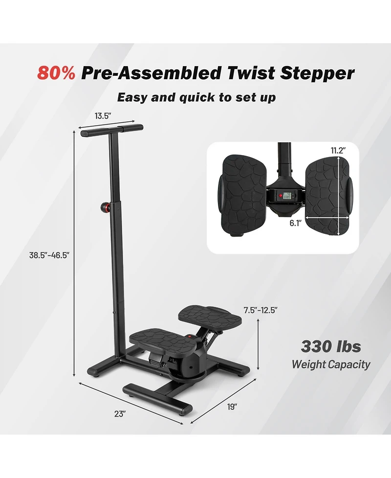 Fitness Stair Stepper with Twist Motion, Home Workout Exercise Equipment-Black