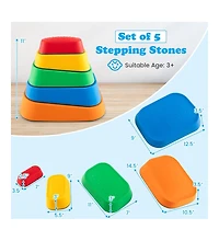 Slickblue 5 Piece Kids Stepping Stone Set, Non-Slip River Stones for Balance and Play-Multicolor