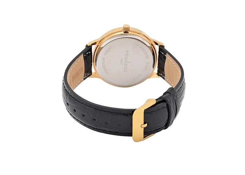 Peugeot Men's 38mm Dial Sun-Moon Leather Strap watch
