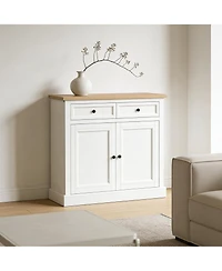 Clihome Kitchen Buffet Cabinet 2-Tier Storage with 2 Drawers and Adjustable Shelves