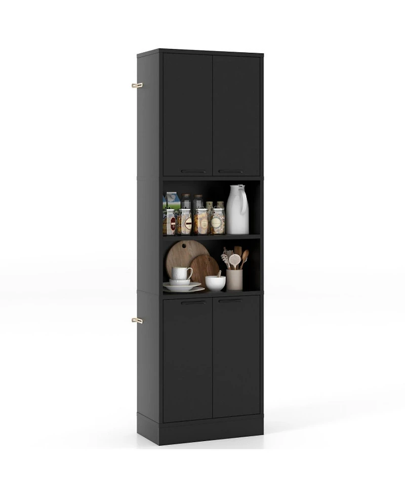Gouun in Tall Kitchen Pantry Cabinet with Double Doors, Adjustable Shelves and 300 lbs Capacity