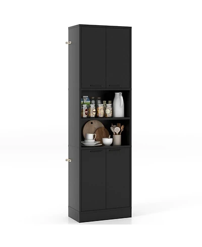 Gouun in Tall Kitchen Pantry Cabinet with Double Doors, Adjustable Shelves and 300 lbs Capacity