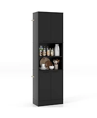 Gouun in Tall Kitchen Pantry Cabinet with Double Doors, Adjustable Shelves and 300 lbs Capacity