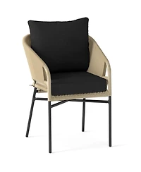 Gouun Deep Seat Outdoor Patio Chair Cushion Pad Set with Rope Tie Belts