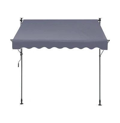 Sugift 118 in Manual Retractable Patio Awning Sunshade Shelter with 39 in Drop Down Curtain