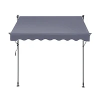 Sugift 118 in Manual Retractable Patio Awning Sunshade Shelter with 39 in Drop Down Curtain