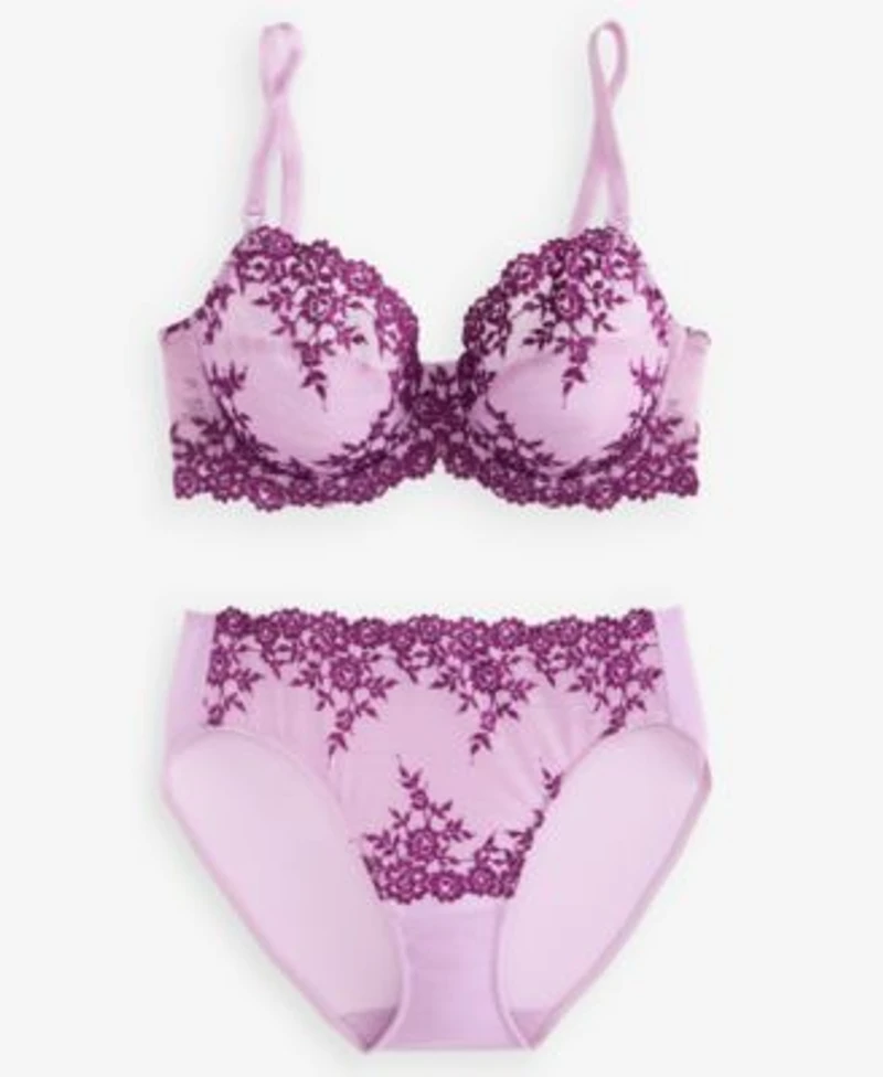 Wacoal Womens Embrace Lace Underwire Bra Embrace Lace High Cut Embroidered Brief Underwear
