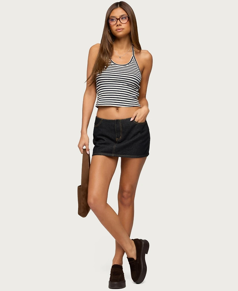 Edikted Women's Velma Striped Ribbed Halter Top