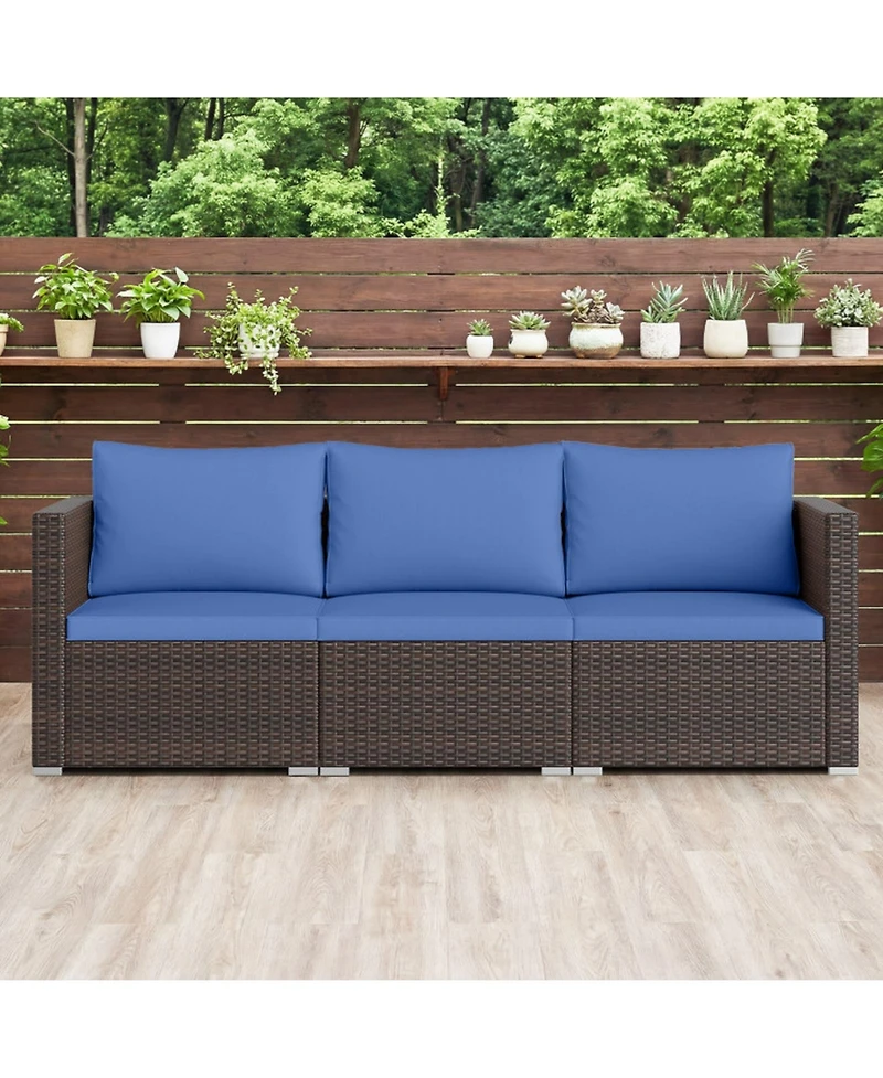 Gouun 3-in-1 Outdoor Wicker Daybed with Adjustable Backrest and Storage Ottoman, 66 in Wide