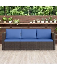 Gouun 3-in-1 Outdoor Wicker Daybed with Adjustable Backrest and Storage Ottoman, 66 in Wide