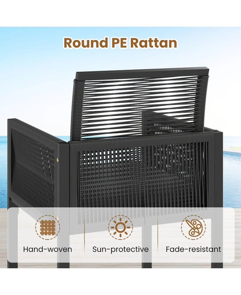 Gouun 5-Piece Outdoor Pe Rattan Patio Dining Set with Removable Cushioned Chairs and Ottomans