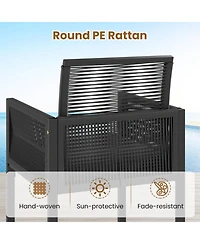 Gouun 5-Piece Outdoor Pe Rattan Patio Dining Set with Removable Cushioned Chairs and Ottomans