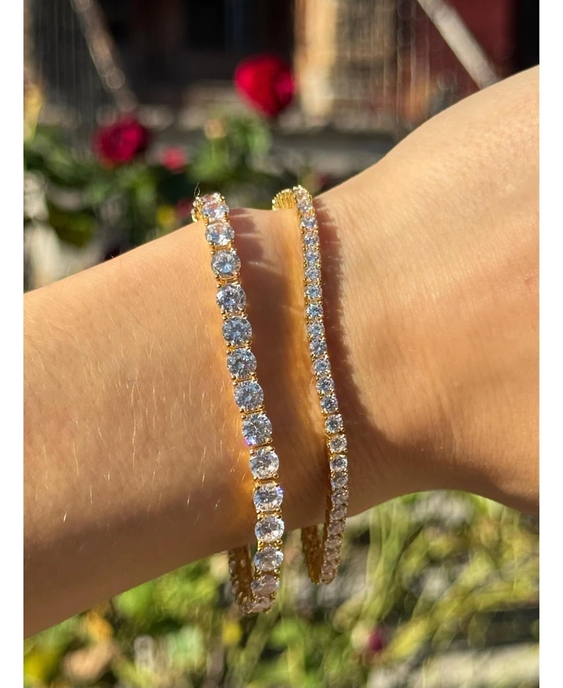 Suzy Levian Sterling Silver Cubic Zirconia Large Tennis Bracelet