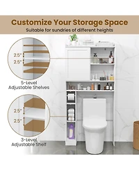 Gymax Over the Toilet Cabinet Space-saving Bathroom Storage Organizer w/ Sliding Door