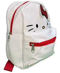 Hello Kitty 10" White Faux Leather Mini Backpack with small Front Pocket