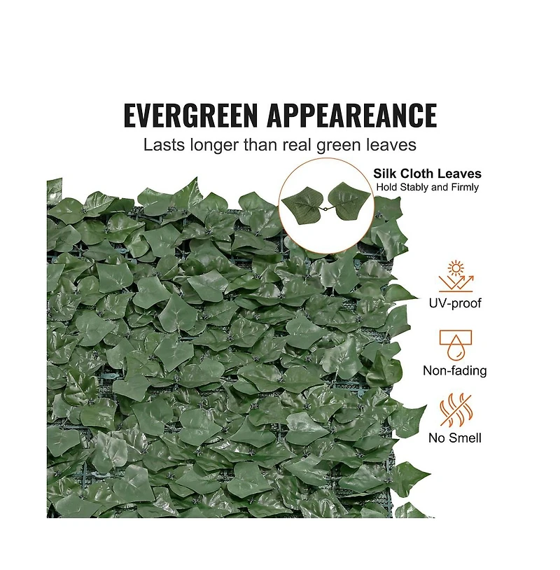 Sugift 59 x 98 in Ivy Privacy Fence Artificial Faux Leaf Wall Screen with Mesh Backing for Yard