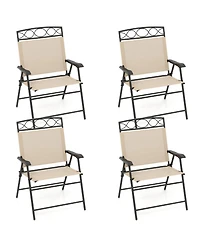 Gouun Set of 4 Foldable Outdoor Patio Dining Chairs with Curved Armrests and 105 Degree Backrest