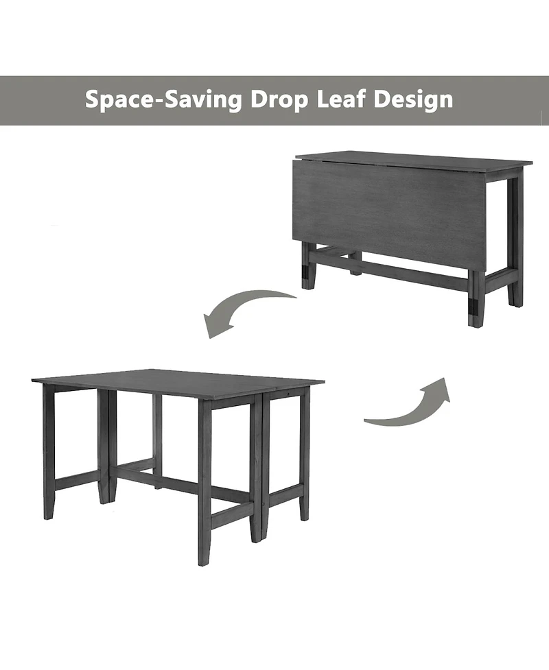 Streamdale Furniture Farmhouse Wood Extendable Dining Table with Drop Leaf for Small Places