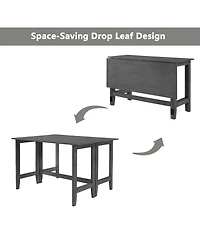 Streamdale Furniture Farmhouse Wood Extendable Dining Table with Drop Leaf for Small Places