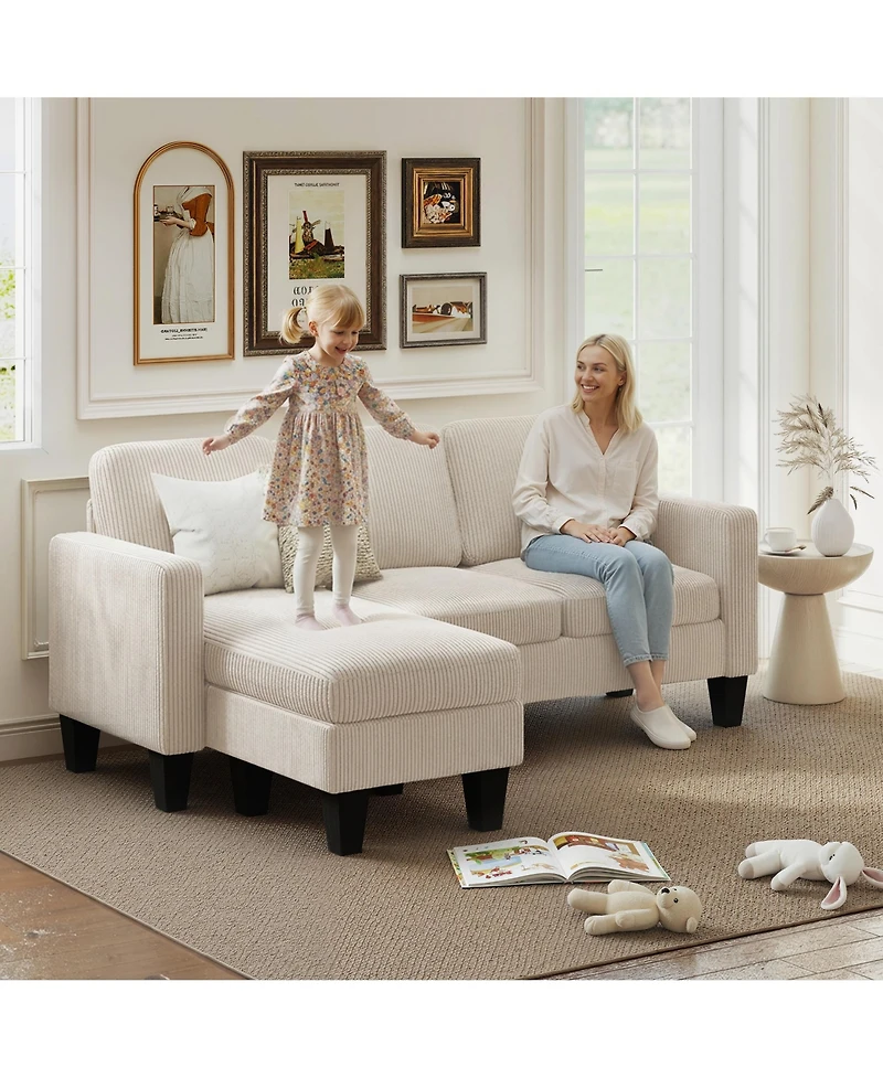Homcom Sectional Sofa, L Shaped Couch with Reversible Chaise