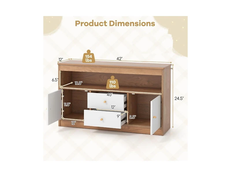 Slickblue Kids Toy Storage Organizer with Open Shelf and 2 Drawers