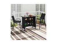 Slickblue Outdoor 3-Piece Bar Set with 2-Tier Storage and Footrest