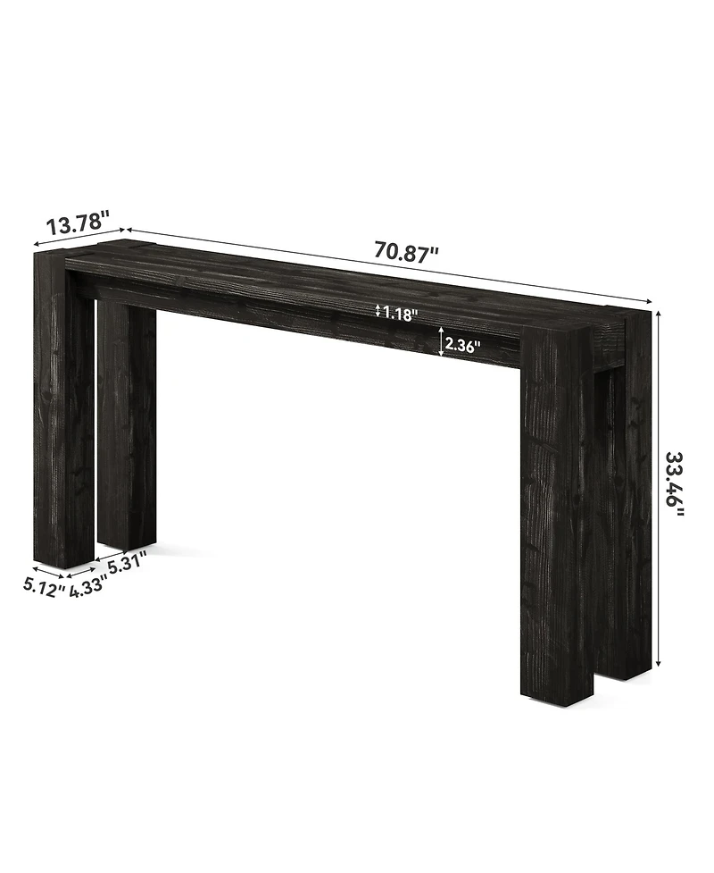 Tribesigns Solid Wood Console Table for Entryway, 70.9-Inch Extra Long Farmhouse Sofa Behind Couch