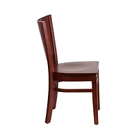 Emma+Oliver 2 Pack Solid Back Wooden Restaurant Chair
