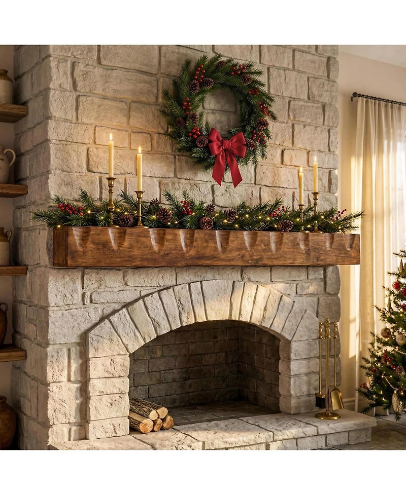 Tribesigns Fireplace Mantel Shelf, 63-Inch Solid Wood Wall Floating Mantel Shelf for Over Fireplace