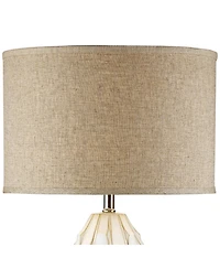Possini Euro Design Cosgrove Modern Mid Century Table Lamp 32 3/4" Tall Glazed Ceramic with Table Top Dimmer Fabric Drum Shade for Bedroom