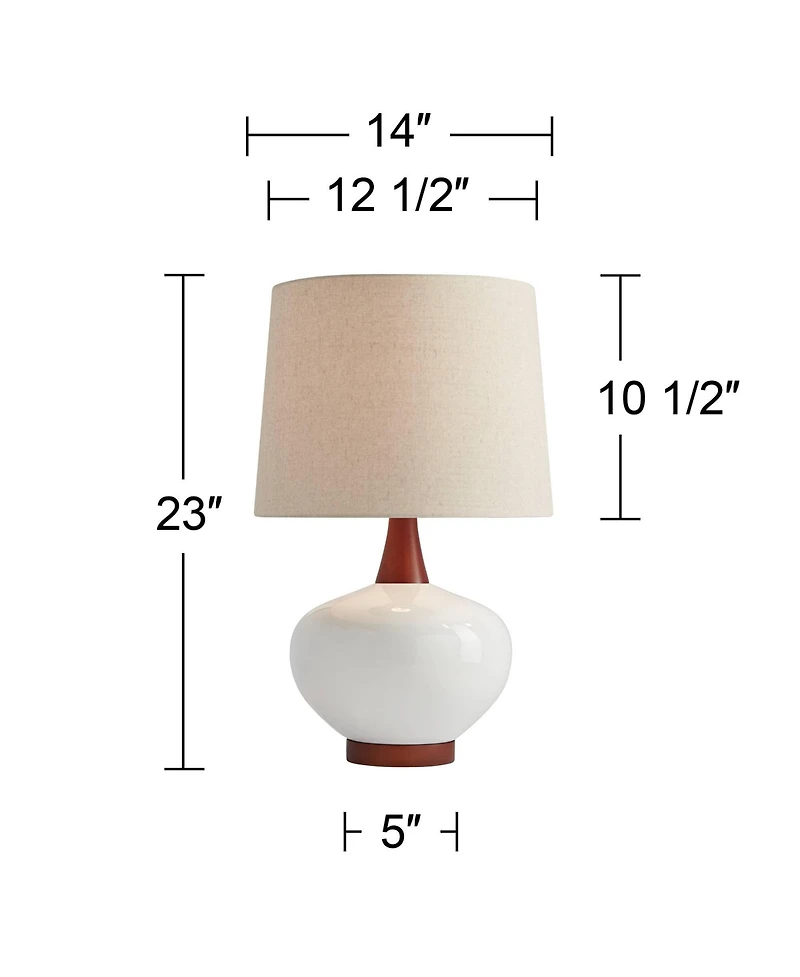 360 Lighting Brice 23" High Small Mid Century Modern Accent Table Lamps Set of 2 Wood Ceramic Living Room