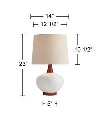 360 Lighting Brice 23" High Small Mid Century Modern Accent Table Lamps Set of 2 Wood Ceramic Living Room
