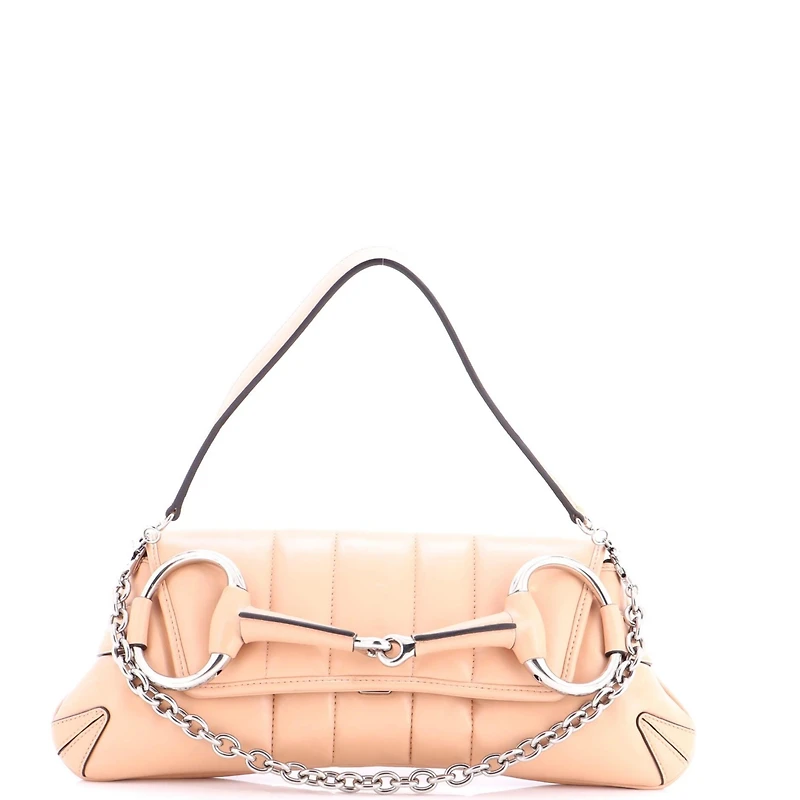 Pre-Owned Gucci Medium Horsebit Chain Shoulder Bag Vertical Quilted Leather