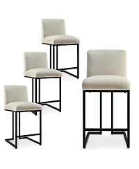 Maison Boucle 25" Upholstered Counter Height Stools Set of 4, Kitchen Island