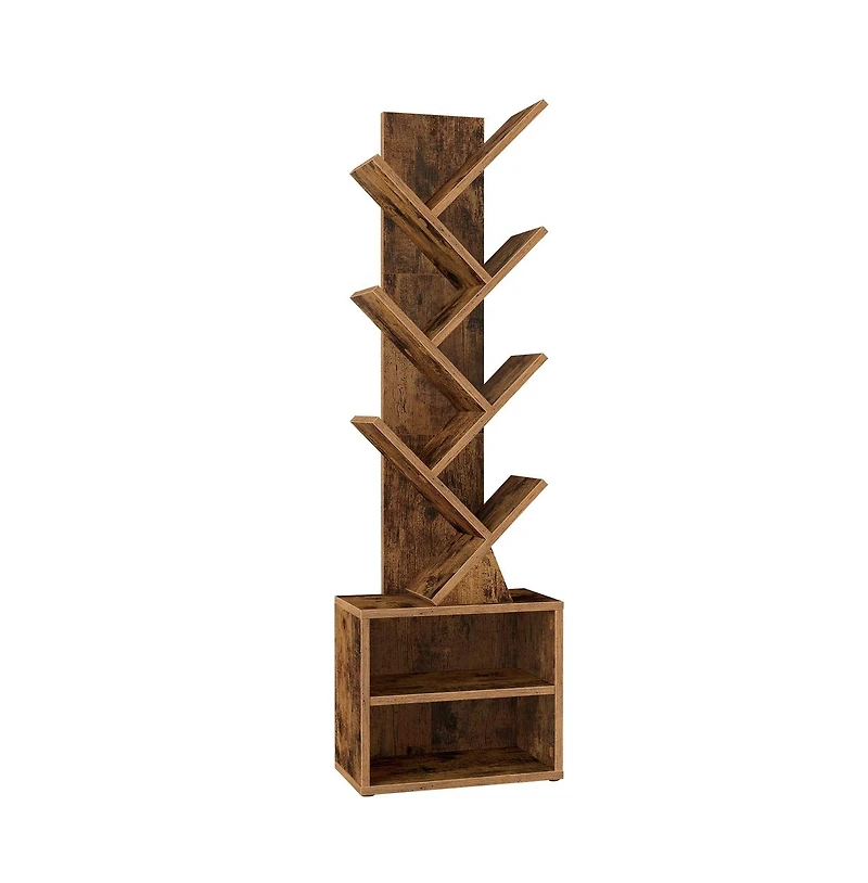 Slickblue Modern Tree Bookcase with Cabinet Storage Organizer Shelf