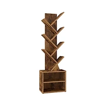 Slickblue Modern Tree Bookcase with Cabinet Storage Organizer Shelf