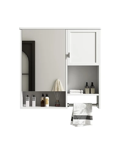 Busdays 29 x 28 Inch Wall Mounted Bathroom Medicine Cabinet with Mirror Over Toilet Storage Cabinet with Towel Bar Space Saver Design