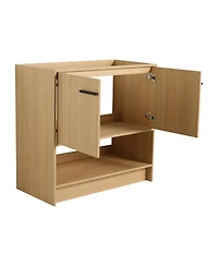 Sillysis Freestanding Bathroom Vanity with Ceramic Sink, Open Storage Shelf, 2 Soft Closing Doors