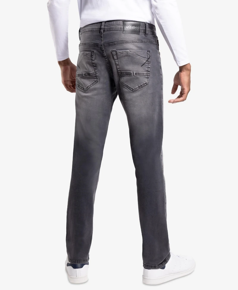 Raw X Men's Slim Fit Rip And Repair Jeans Neon Trims